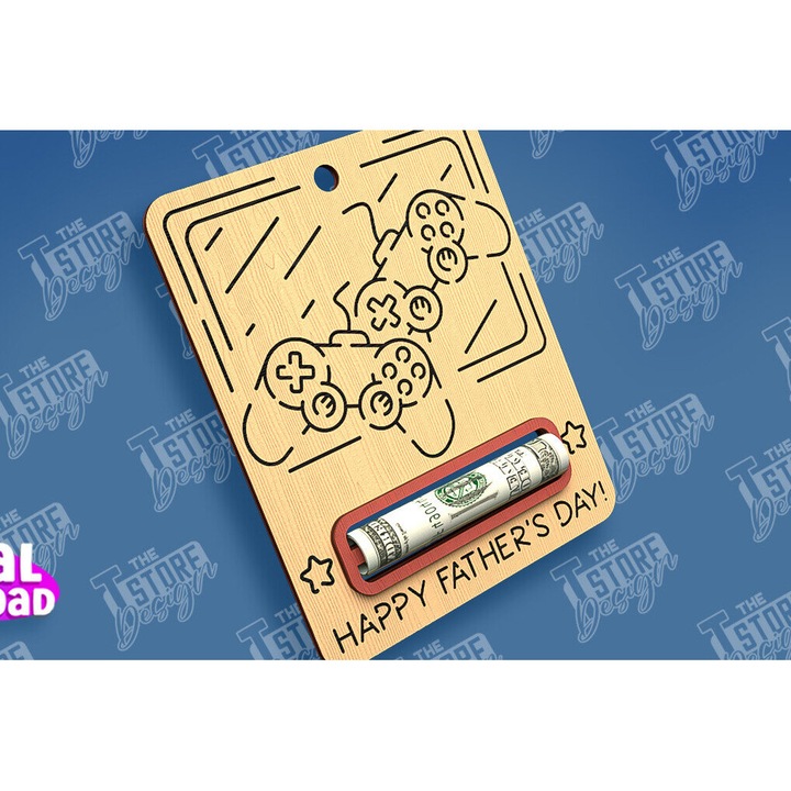 Felicitare, Intrahome, Chrematike karta pentru ziua tatalui, din plywood 3mm-4mm, 10x15cm