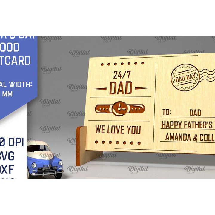 Felicitare, Intrahome, Kopsimo me leizer, 3mm-4mm, wenge, 30x20cm