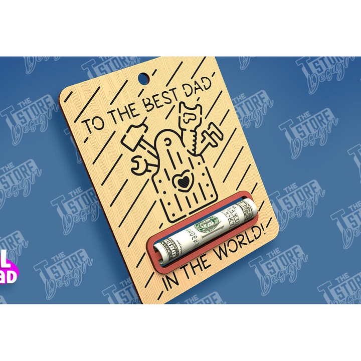 Felicitare, Intrahome, Chrematike karta pentru ziua tatalui, 10x15cm, din plywood 3mm-4mm