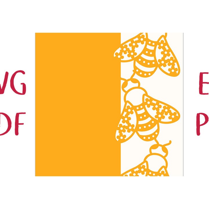 Felicitare Floral Bees cu margine dantelata, Intrahome, 3mm-4mm, 7x5cm