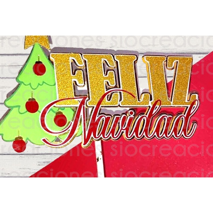 Caketopper de Craciun din lemn, Intrahome, 3mm-4mm, culoare wenge, dimensiuni 30x20cm