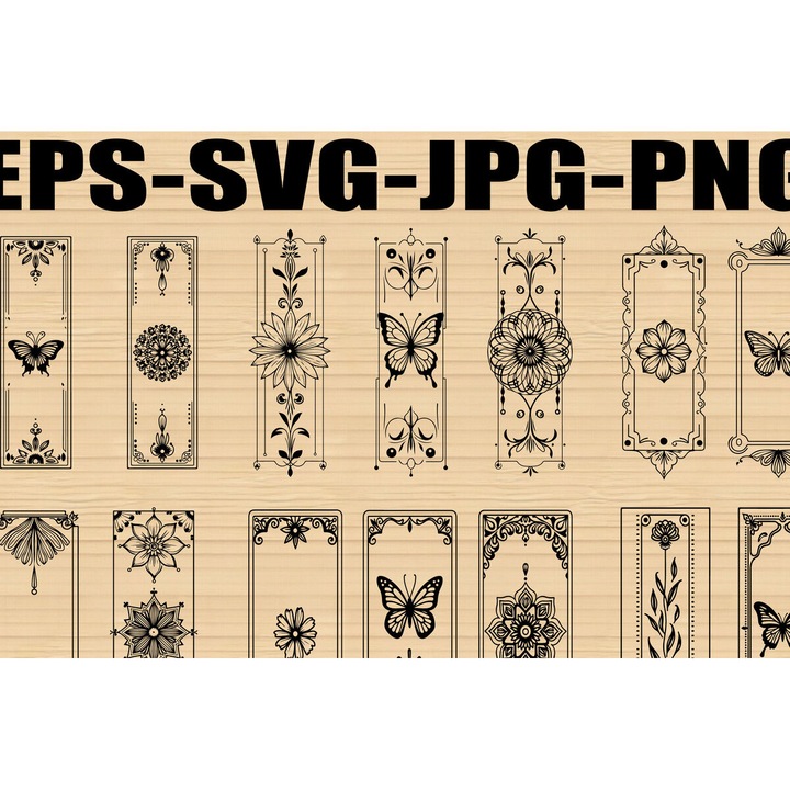 Set de Accesorii pentru Cititori, Intrahome, Floral Butterfly Laser, Plywood 3mm-4mm, 30x30cm