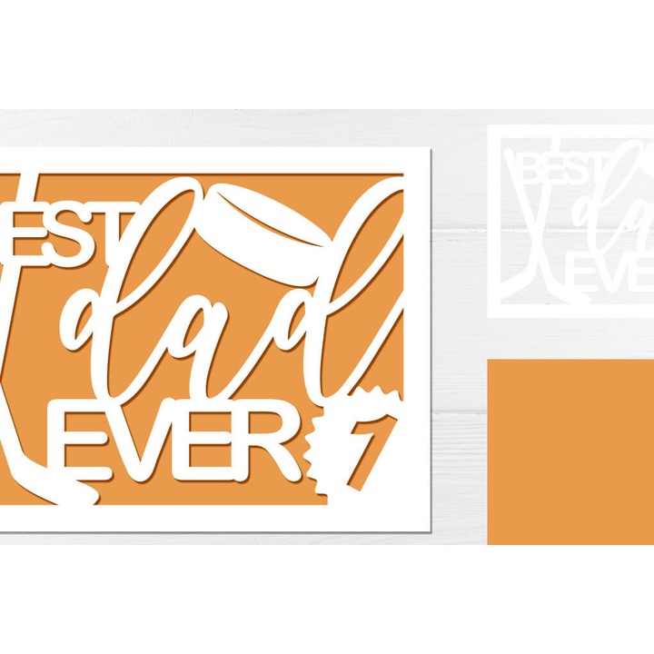 Felicitare, Intrahome, Trisdiastate pentru Ziua Tatalui, 5x7 cm, din plywood 3mm-4mm