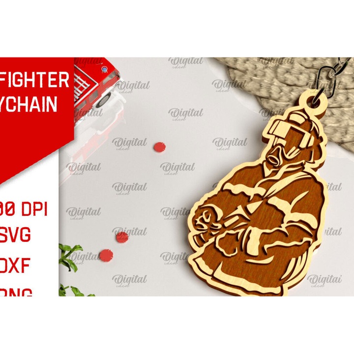 Breloc din lemn Plywood 3mm-4mm, Intrahome, pentru taiere cu laser, dimensiune 4x4 cm