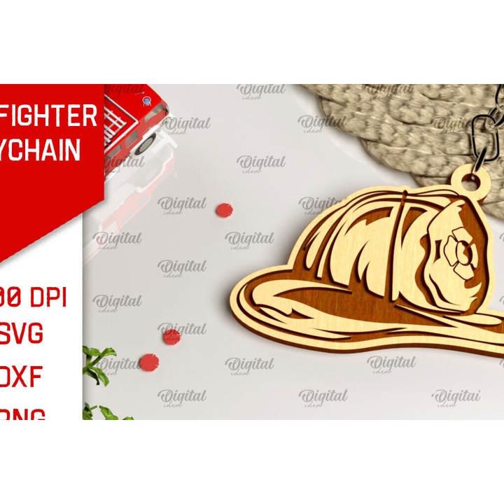 Breloc din lemn Plywood 3mm-4mm, Intrahome, set pentru taiere cu laser, dimensiune 4x4 cm