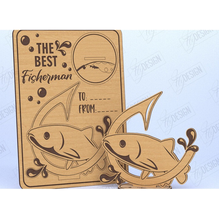 Felicitare din lemn plywood 3mm-4mm, Intrahome, 10x15cm, pentru Ziua Tatalui