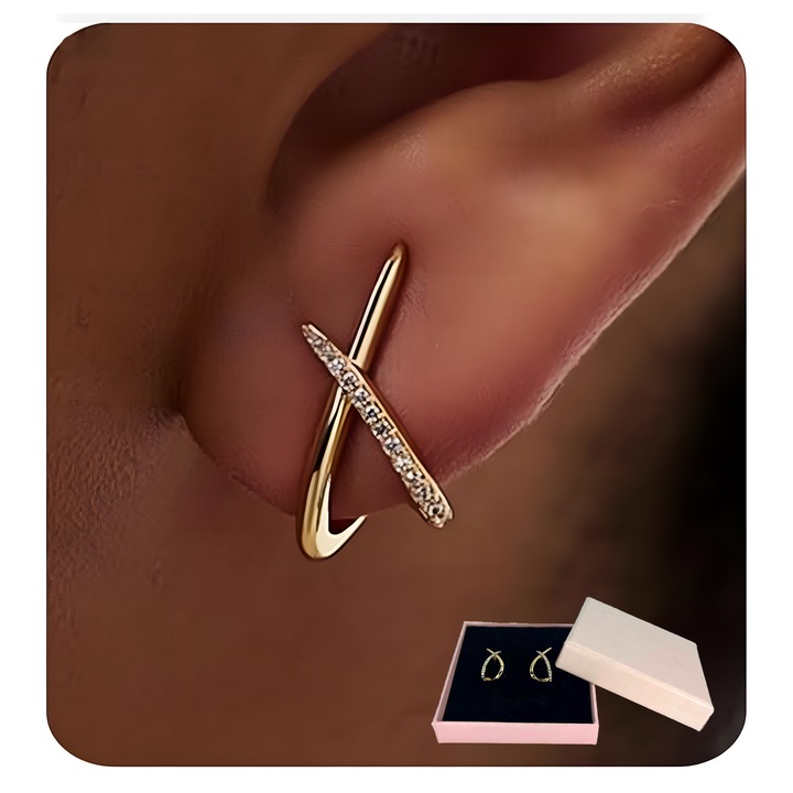 Модни обеци за жени, позлатени с 18K злато, с цирконий, семпли и изискани хипоалергенни бижута, идеалният подарък за съпруга, майка и приятелка. Подаръци за рожден ден, годишнина и празници. Подаръчна кутия за бижута