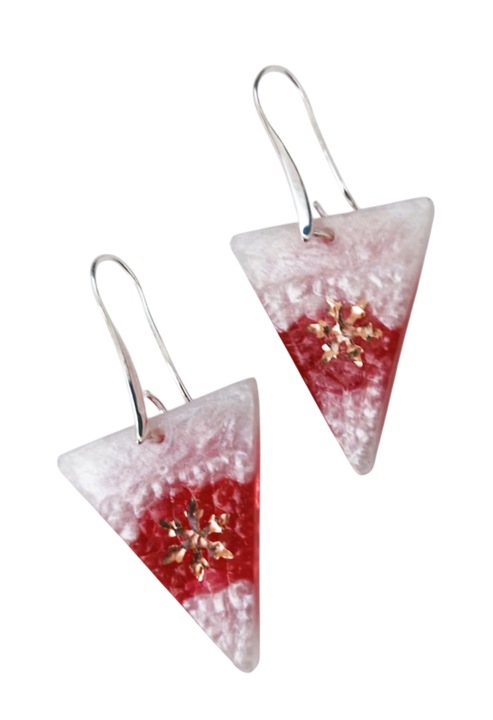 Cercei din rasina sintetica, realizati manual, multicolor, 5x2 cm