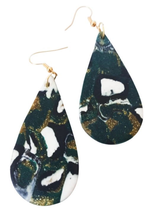 Cercei din lut polimeric, realizati manual, multicolor, 7x2, 5 cm