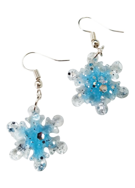 Cercei din rasina sintetica, realizati manual, multicolor, 4x2 cm