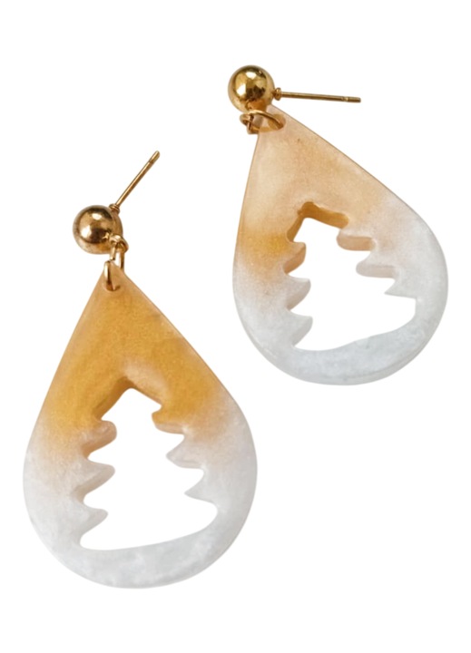 Cercei din rasina sintetica, realizati manual, multicolor, 4x2 cm