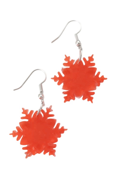 Cercei din rasina sintetica, realizati manual, portocaliu, 4x2 cm