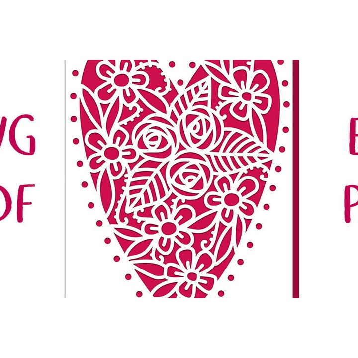 Felicitare din lemn, Intrahome, Filigree Floral Heart, 3mm-4mm, wenge, 7x5cm