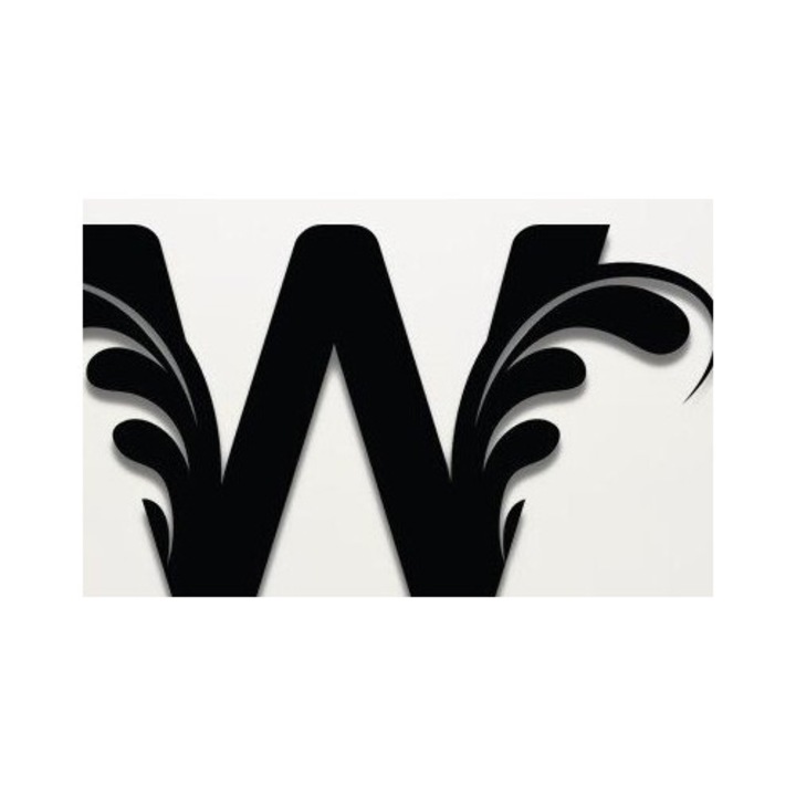 Litera florala W din plywood, Intrahome, 3mm-4mm, 30x20cm, ideala pentru decorare si proiecte DIY