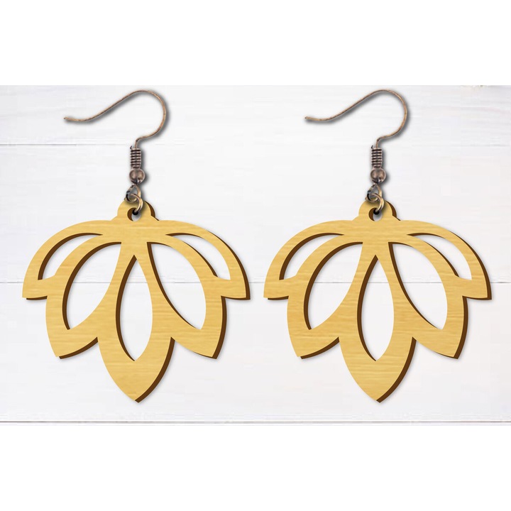 Cercei din lemn 3mm-4mm, Intrahome, pentru decorare, set 3x3 cm