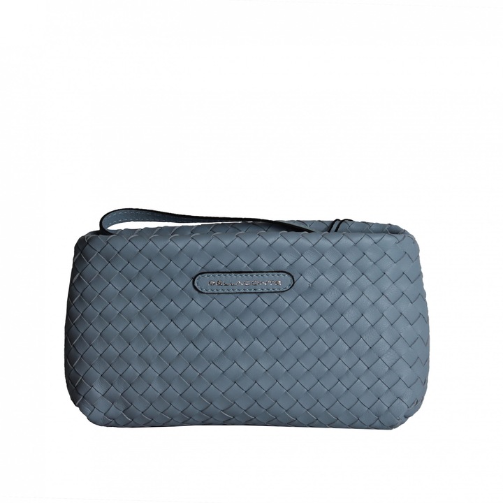 Borítéktáska kézzel szőtt természetes bőrből, Dellaconte, világoskék