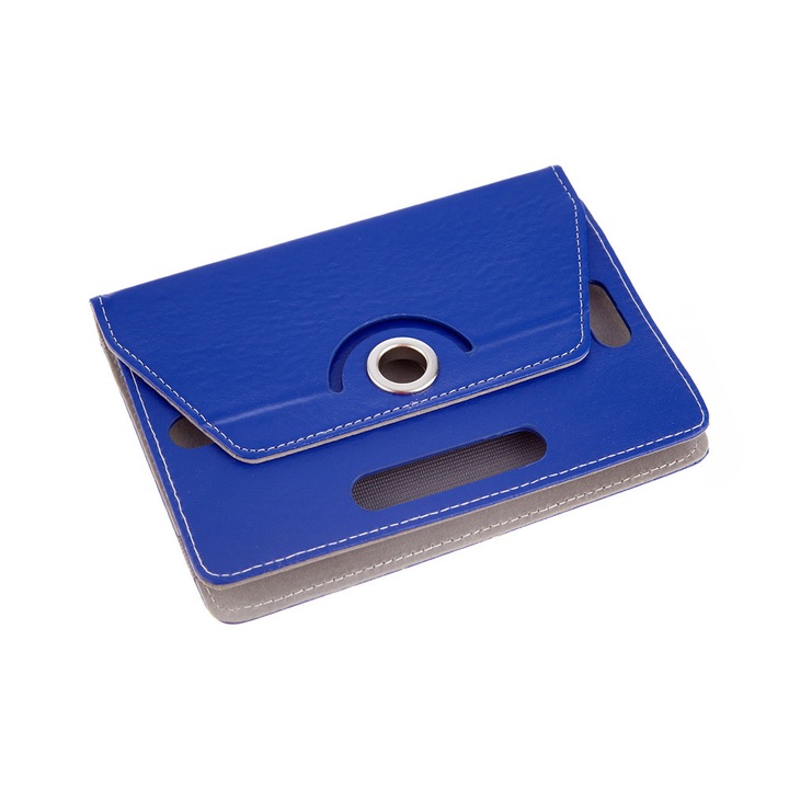 Husa Universala Tableta 7", Flip Cover, Rotire 360 Grade, Prindere Elastica, Albastru
