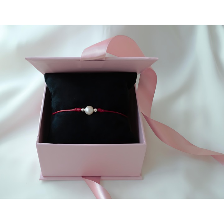 Bratara dama Brithla, Culoare Visiniu, Marime Reglabila XS-M, Perle naturale