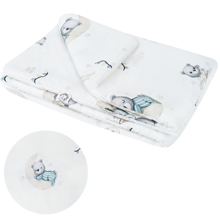 Baba ágytakaró, Bonjour Cherie, 75x100 cm, 100% prémium pamut, antiallergén