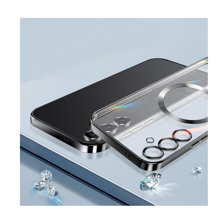 Husă Electro MagSafe, Upzz, protecție sticlă camere, deep blue, compatibilă Samsung Galaxy S25 FE