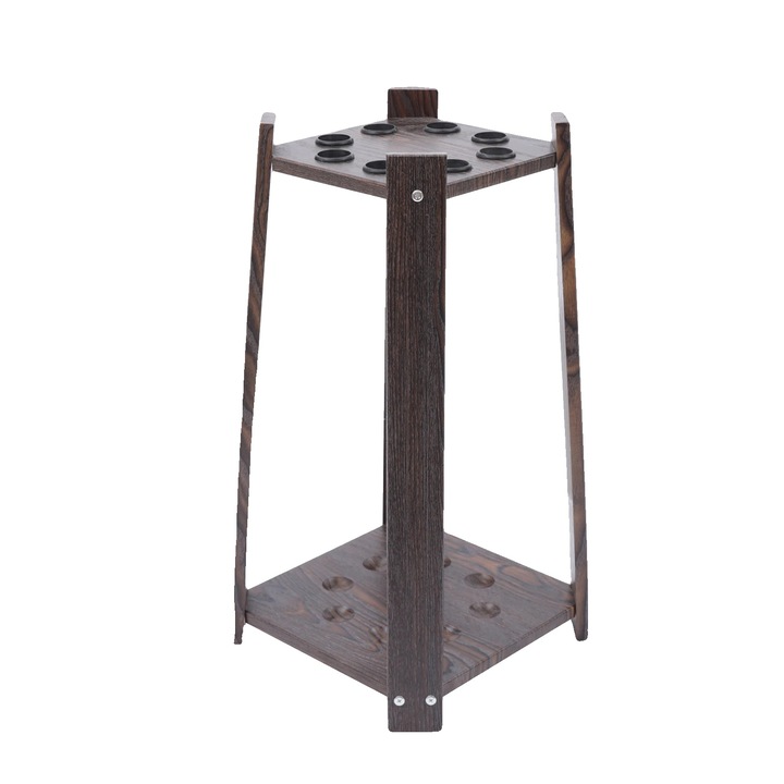 Suport pentru bile de biliard, 8 gauri, organizator multifunctional, maro, 30x30x60cm