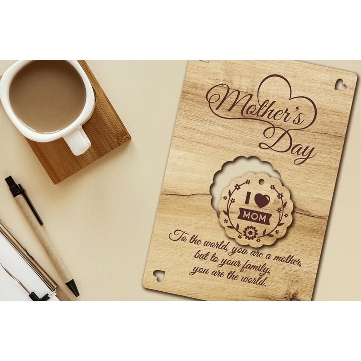 Felicitare, Intrahome, eucheteria karta, 3mm-4mm, wenge, 4x6cm