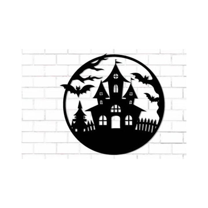 Decoratiune de Halloween din lemn, Intrahome, 3mm-4mm, 15x15cm