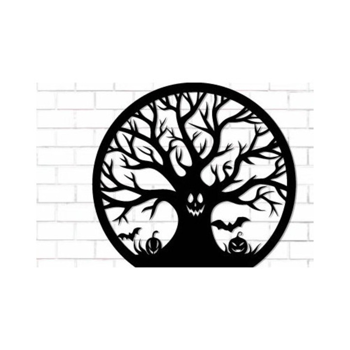 Decoratiune de Halloween din lemn, Intrahome, 3mm-4mm, culoare wenge, dimensiune 15x15 cm