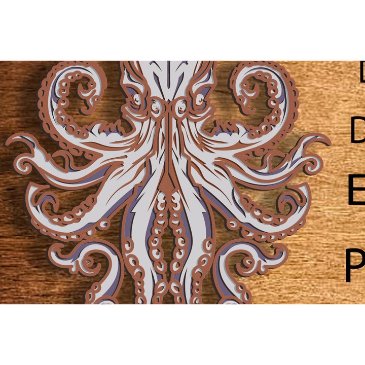 Decor acvariu, Intrahome, Octopus Multilayer, 20x20cm