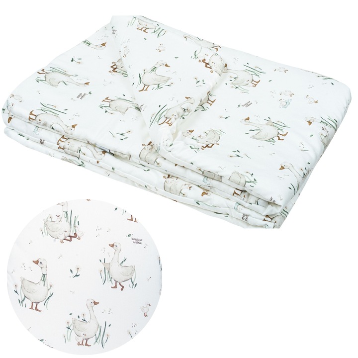 Bölcső takaró, Bonjour Cherie, 75x100 cm, 100% prémium pamut, antiallergén töltet, többszínű