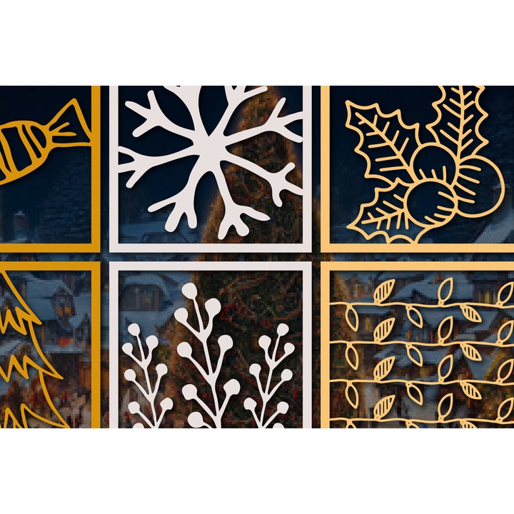 Set felicitari din carton cu plywood 3mm-4mm, Intrahome, 20x20cm