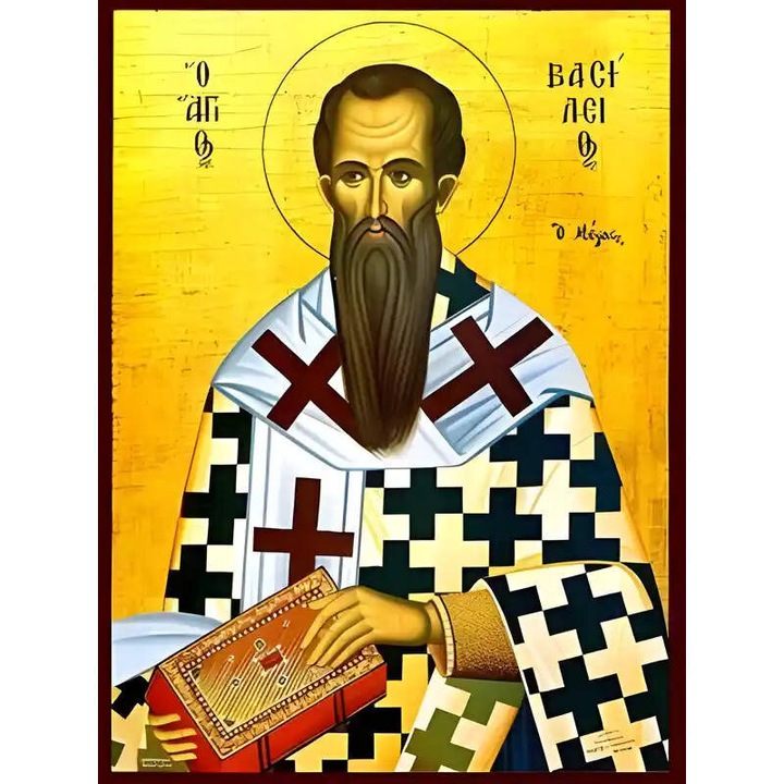 Icoana Ortodoxa, Intrahome, Sf. Vasile cel Mare, 40x30 cm, lemn Phlamouria, cu suport
