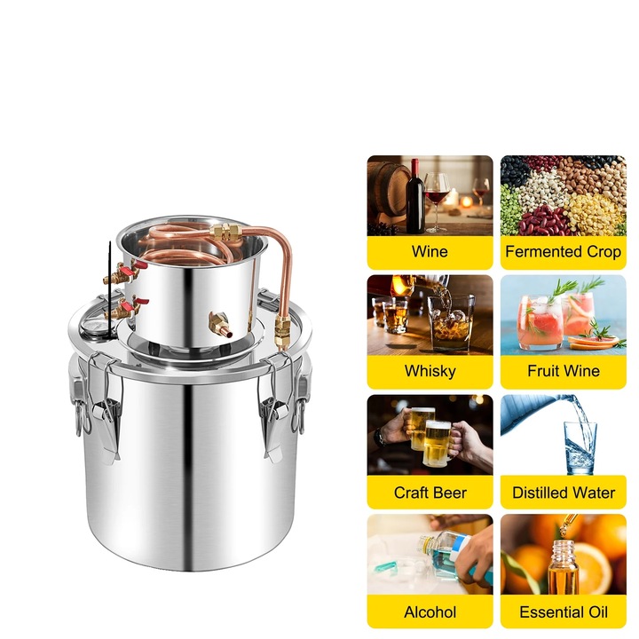 Alkohollepárló, 50 literes kapacitás, rozsdamentes acél konstrukció, komplett szett