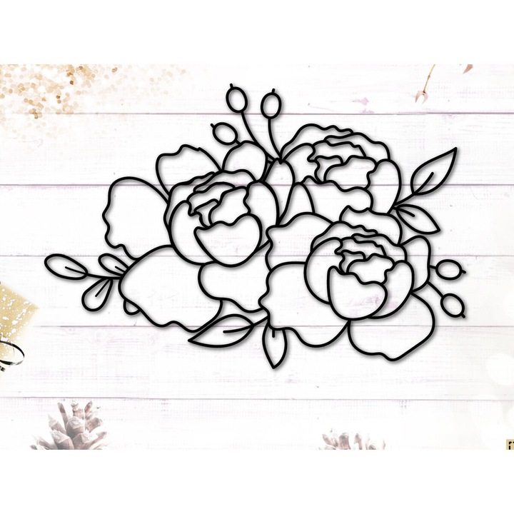 Placi lemn, Intrahome, plywood 3mm-4mm, 20x20cm, flori de bujor