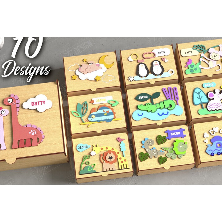 Cutie de amintiri personalizata din plywood 3mm-4mm, Intrahome, 20x20cm, fabricata in Grecia