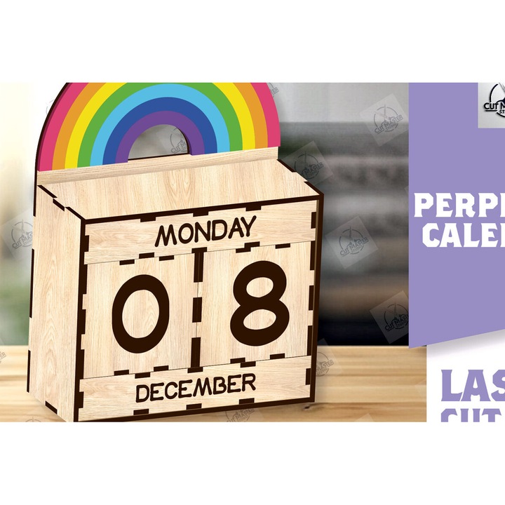 Calendar din lemn, Intrahome, 3mm-4mm, 20x20cm, set