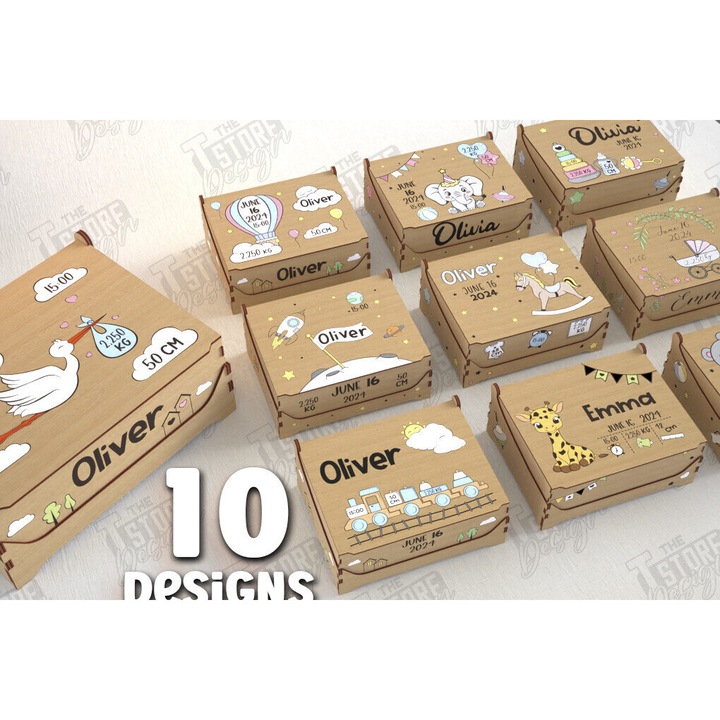 Cutie de amintiri pentru bebelusi, Intrahome, plywood 3mm-4mm, 20x20cm, decoratiuni camera copilului