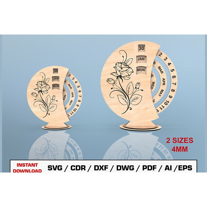 Calendar perpetuu din plywood 3mm-4mm, Intrahome, 20x20cm, fabricat in Grecia