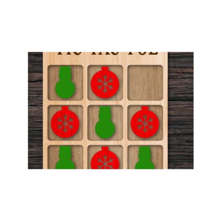 Joc de societate Tic Tac Toe, Intrahome, din lemn plywood 3mm-4mm, 15x15cm, fabricat in Grecia