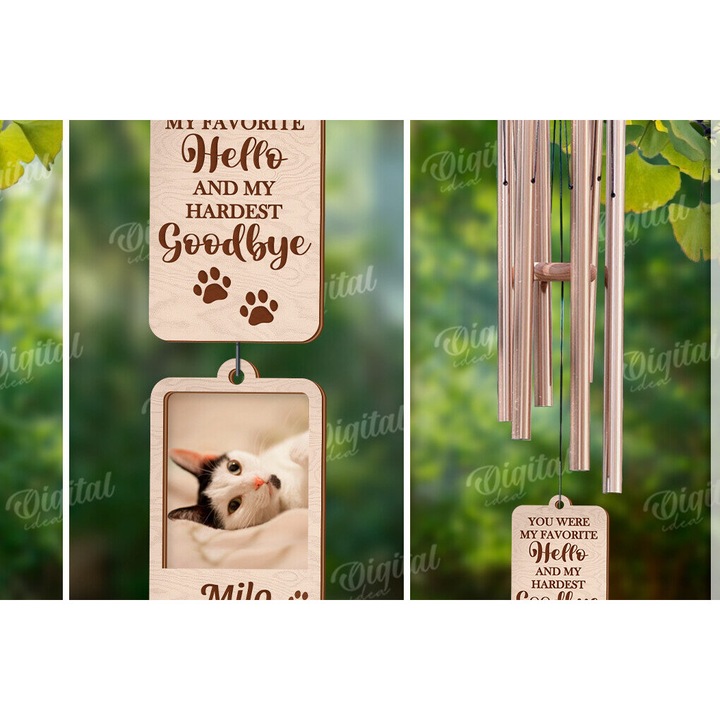 Accesorii decorative, Intrahome, clopot de vant memorial pentru animale de companie, 20x20cm, plywood 3mm-4mm