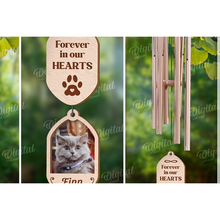 Accesorii decorative, Intrahome, clopot de vant memorial pentru animale de companie, 20x20cm, plywood 3mm-4mm