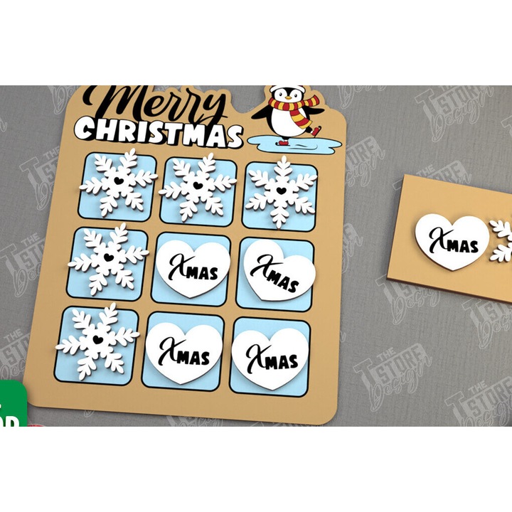 Joc de societate, Intrahome, Tic Tac Toe, din lemn, 15x15cm, set