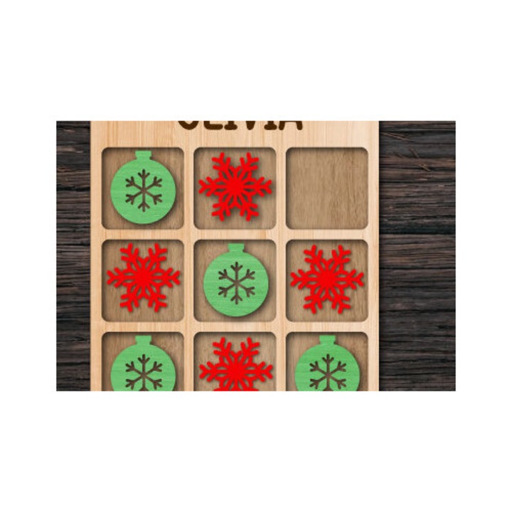 Joc de societate Tic Tac Toe, Intrahome, din lemn plywood 3mm-4mm, 15x15 cm, fabricat in Grecia