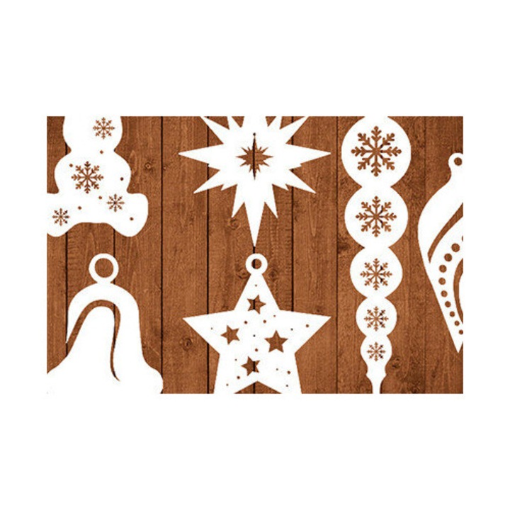 Figurine si decoratiuni Craciun, Intrahome, jucarii de Craciun, taiate cu laser, 3mm-4mm, 15x15cm, set