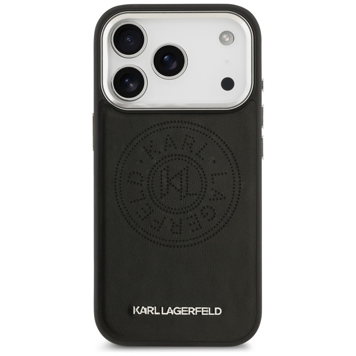 Калъф Karl Lagerfeld Point & Metal Log, Съвместим с iPhone 17 Pro, черен