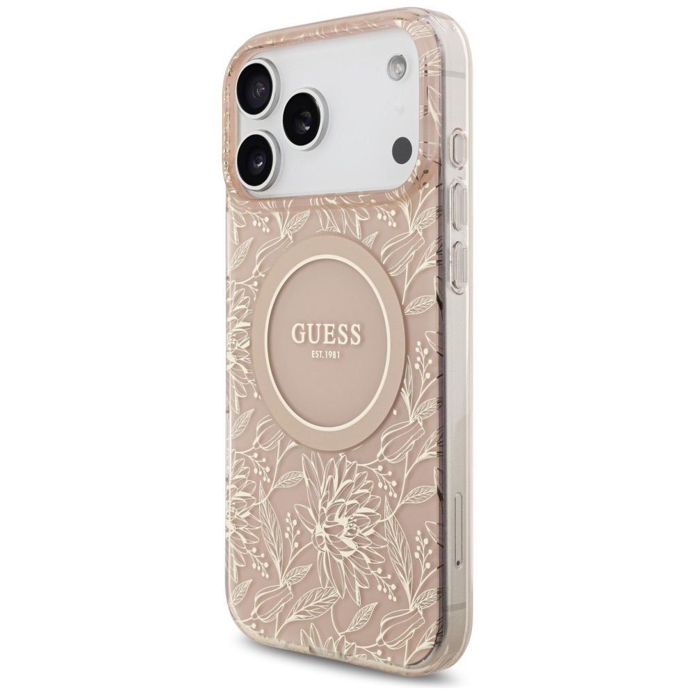 Carcasa IML Flowers Electro Pearl Strap cu MagSafe compatibila cu iPhone 17 Pro Max, Roz