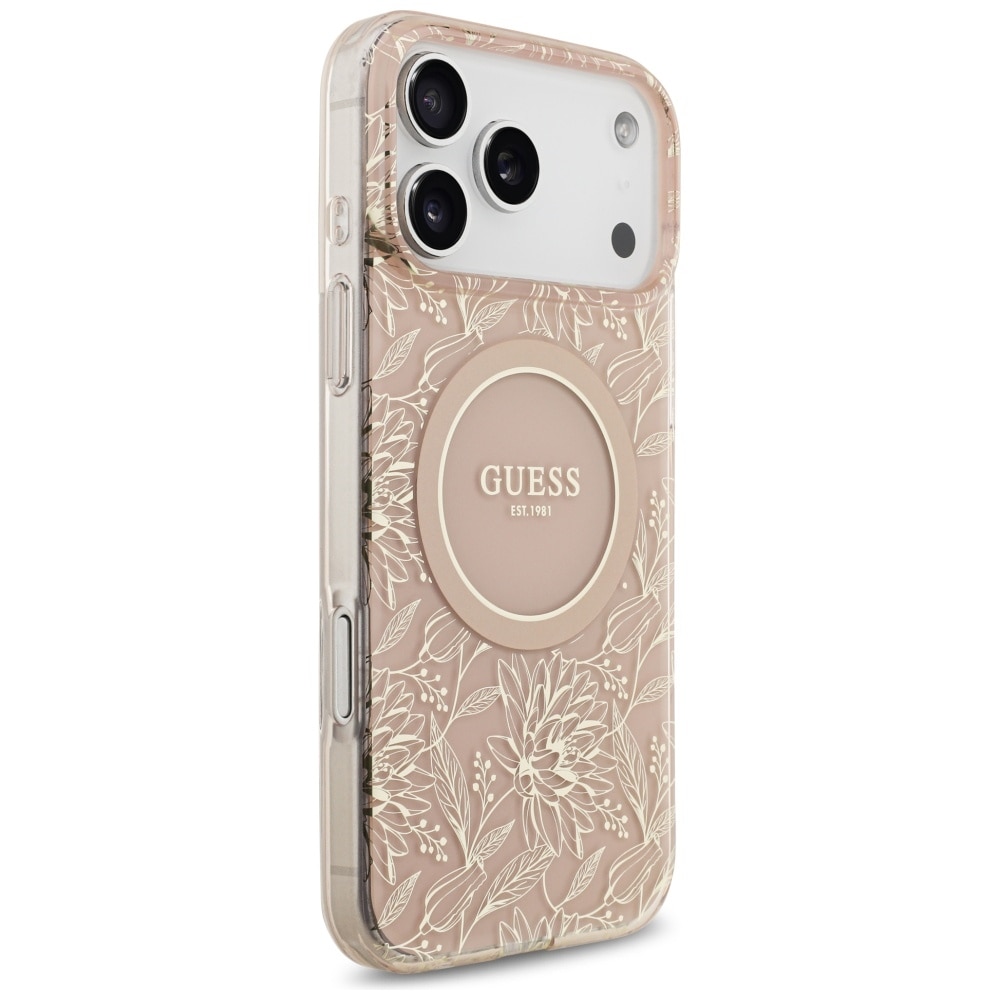 Carcasa IML Flowers Electro Pearl Strap cu MagSafe compatibila cu iPhone 17 Pro Max, Roz