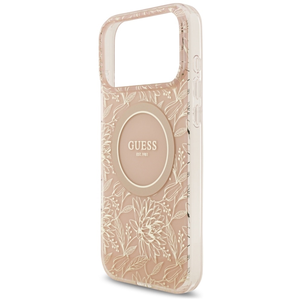 Carcasa IML Flowers Electro Pearl Strap cu MagSafe compatibila cu iPhone 17 Pro Max, Roz