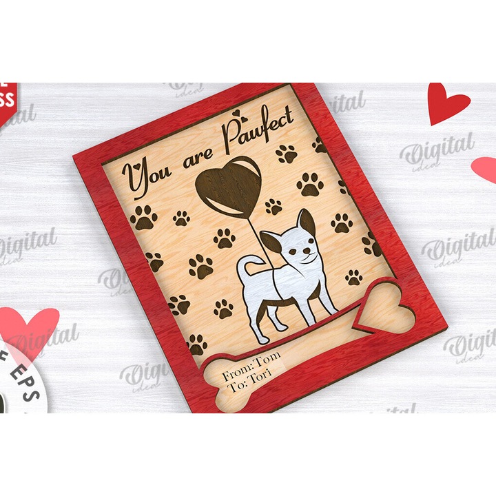 Felicitare, Intrahome, plywood 3mm-4mm, 20x20cm, pentru Ziua Indragostitilor