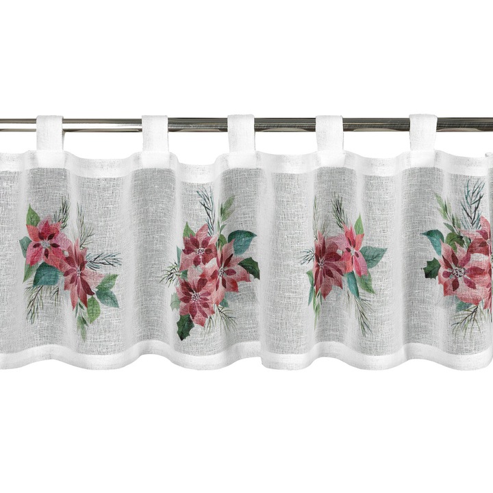 Завеса с коледен мотив XMAS 150 x 30 бримки Eurofirany бяла